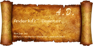Anderkó Demeter névjegykártya